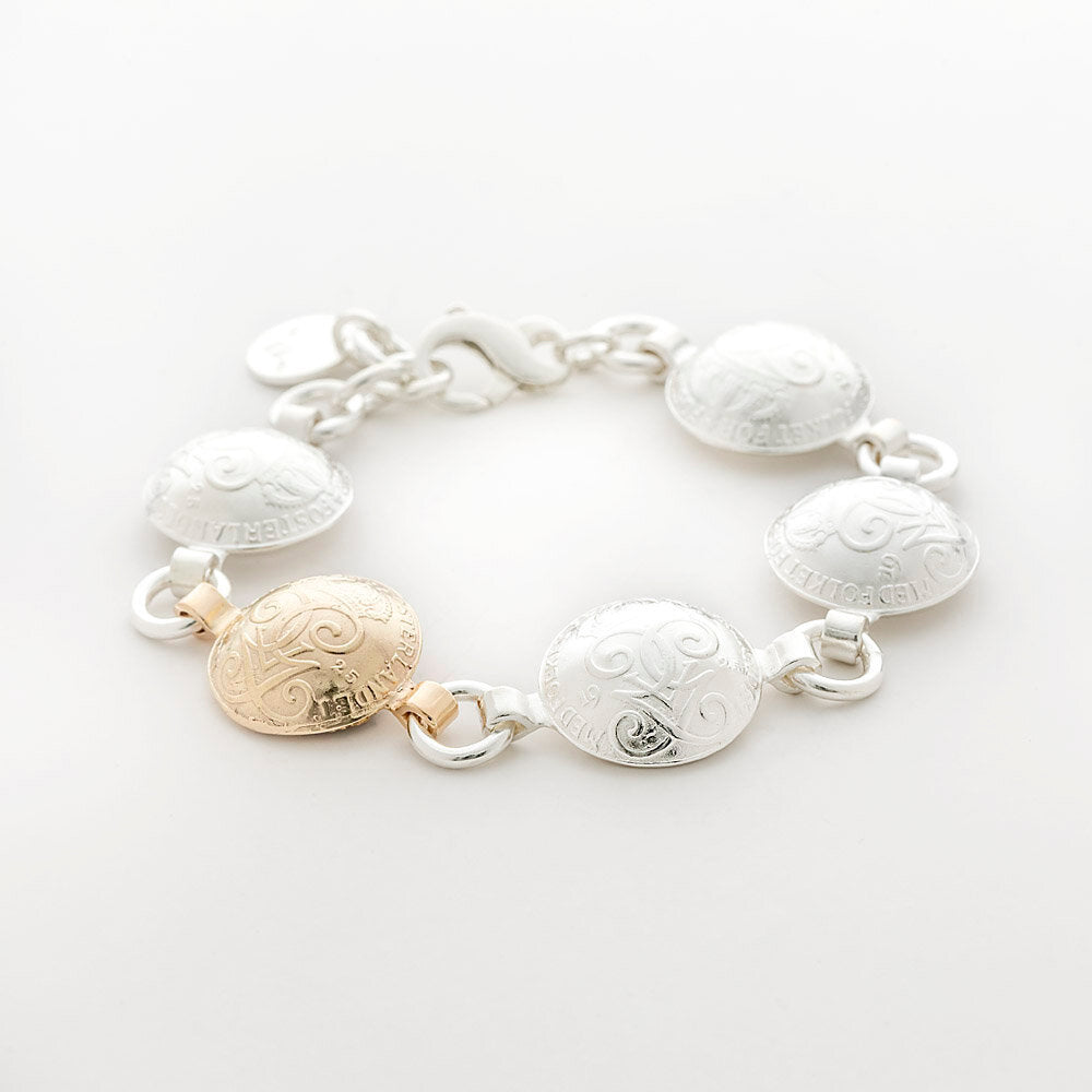 Coin bracelet 2-öringar - silver / gold