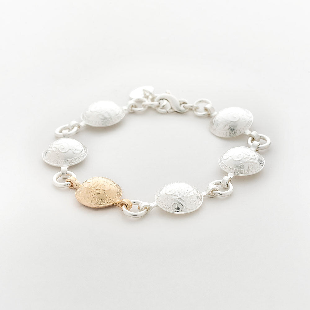 Coin bracelet 1-öringar - silver / gold