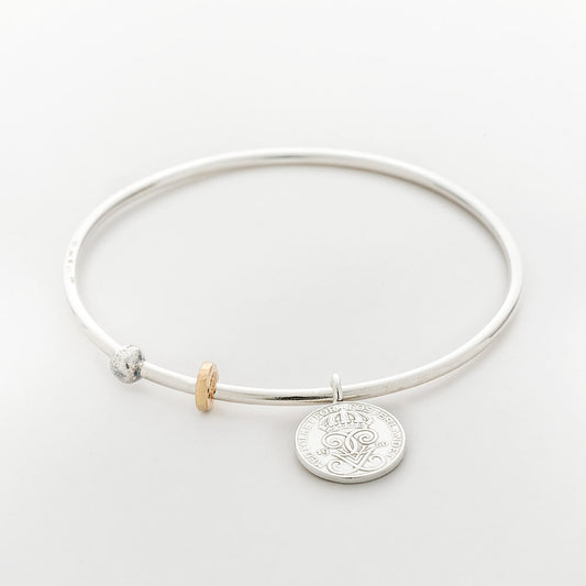 Coin Bangle - 1-öring with gold ring